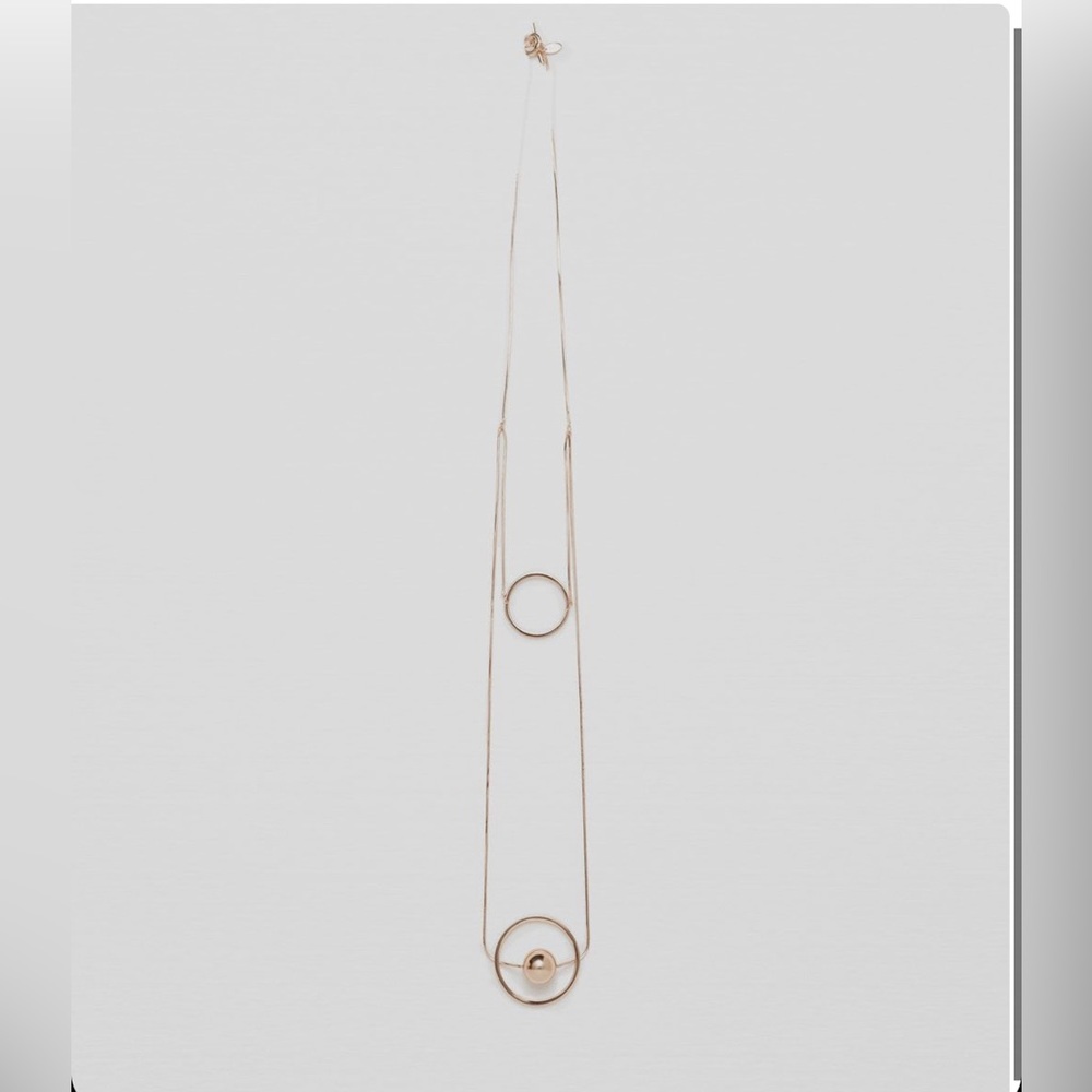 Zara Long Gold Tone Circular Detail Necklace - NWT
